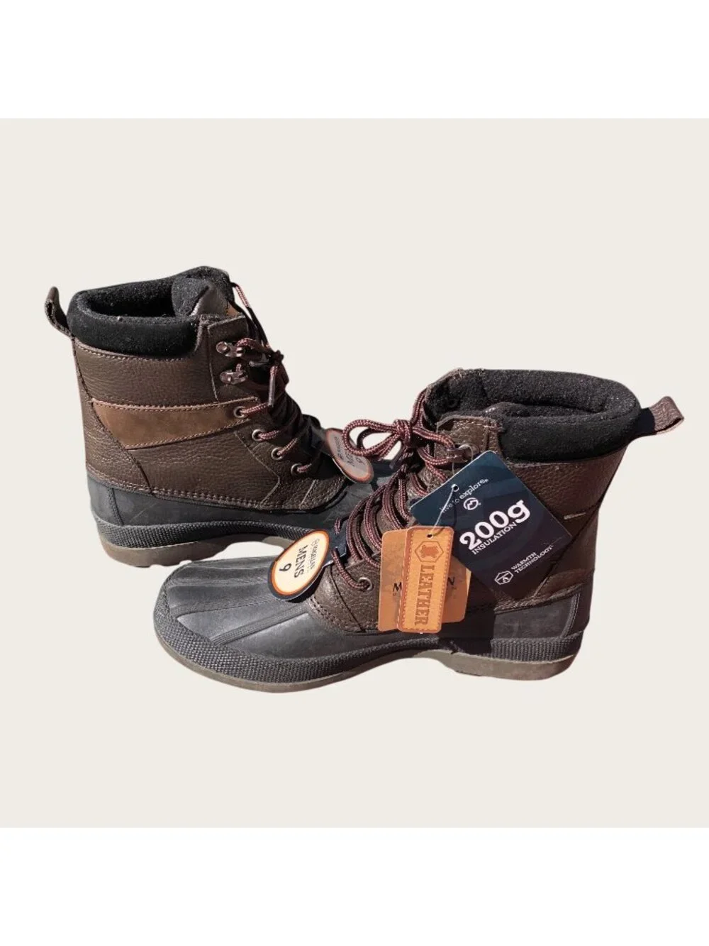 Magellan Men's Duck Boots Size 9D Leather & Man-Made Upper Waterproof New